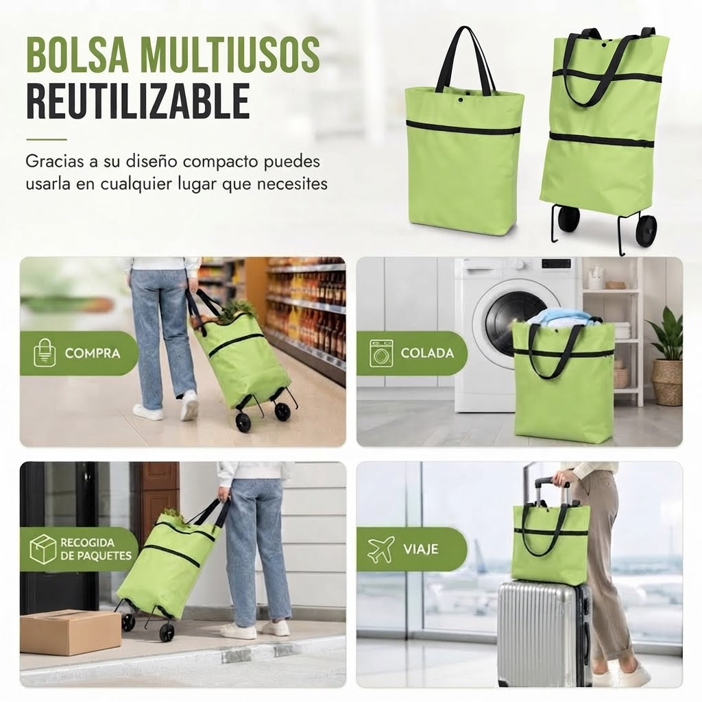 FlexiBag™ - Bolsa de Compra Plegable con Ruedas